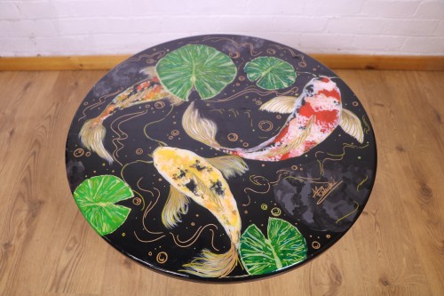 Hand-Painted Coy Carp Table